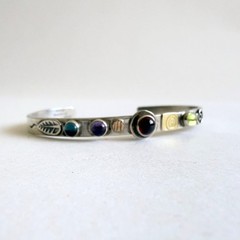 Lucinda Moran Sterling Cuff Bracelet Protect This Woman Multi Gemstone 14K 18K