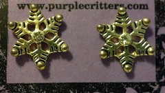 Little Silver Snowflake Design Small Clear Stone Pierced Fashion Earrings