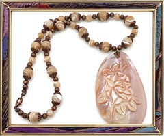 Large Spectacular Carved MOP Pendant Necklace