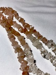 Pink Quartz Stone chip necklace, infinity style, measures 34 in length