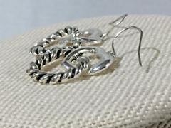 Lovely Artisan Silver Tone Double Heart Design Dangle Hook 1″ Earrings!