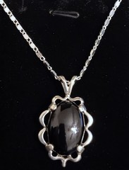 Sterling Silver Pendant Necklace: Natural Rose Quartz, Tiger Eye, Black Onyx