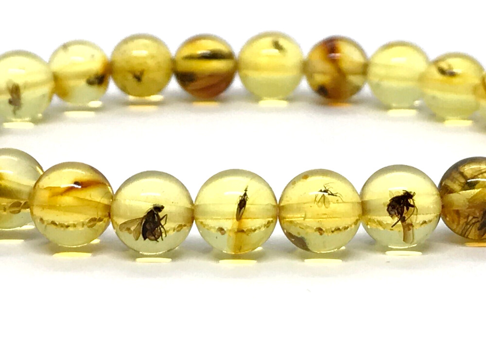Amber Bracelet INSECT in EVERY BEAD Gift Baltic Round Beads Insects 5,1g 17464