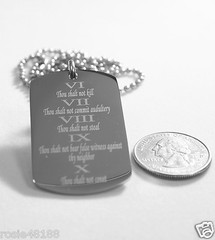 THE TEN COMMANDMENTS DOG TAG NECKLACE RELIGIOUS STAINLESS STEEL