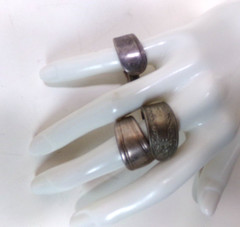 LOT OF THREE HANDMADE SILVER PLATE SPOON RINGS SIZE 9 j88cr CG17