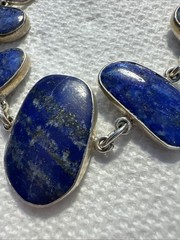 Lapis Lazuli Bezel Set STERLING SILVER TOGGLE BRACELET-adjust to 8” Beautiful