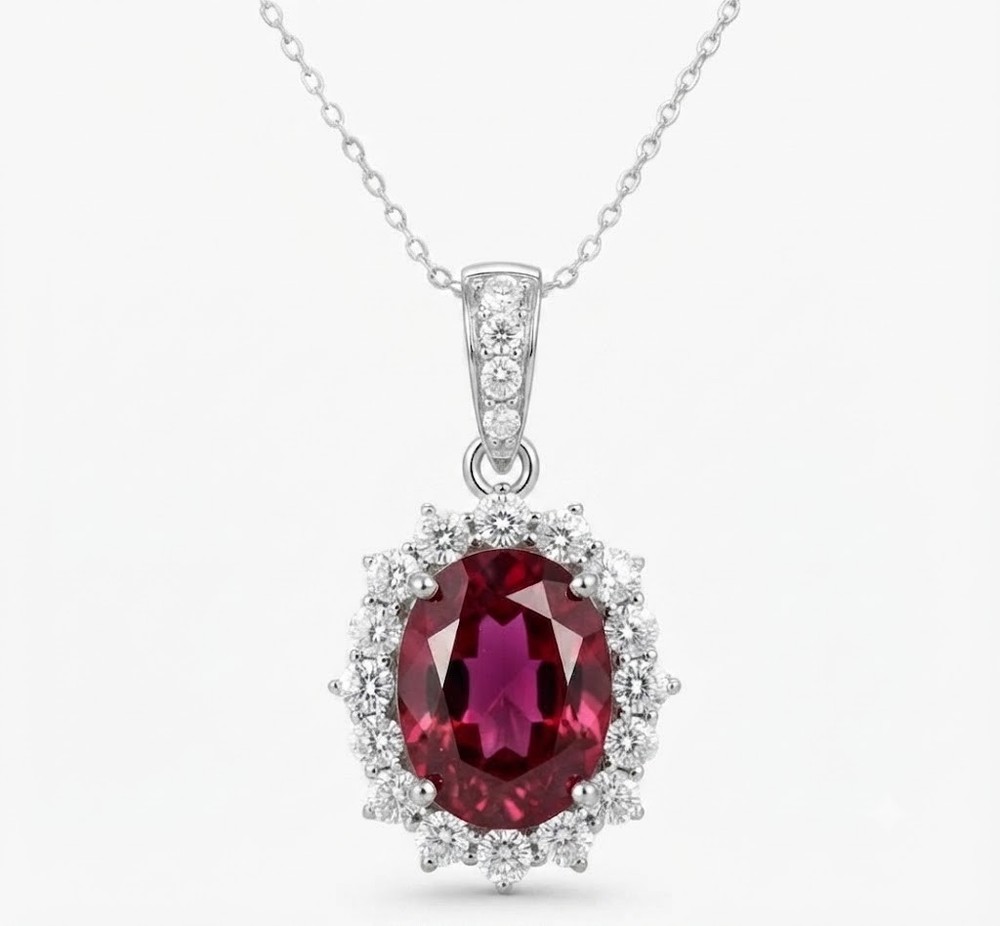 3.00 Ct Certified Oval Cut Red Diamond Pendant, Tariffs FREE & Matching Studs .