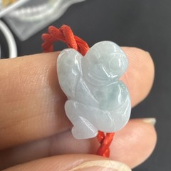 Red Cord Grade A Jadeite Animal monkey Carved Charm Bracelet