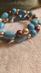 Handcrafted Turquoise STYLE Wood Jewelry Set Earrings Bracelet Boho Western chic