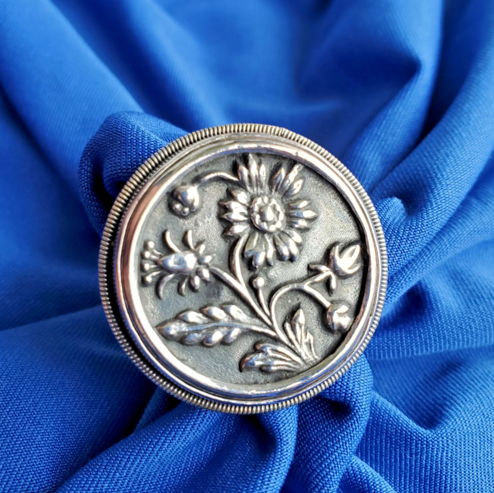 ORIGINAL Mars and Valentine Vintage Designer Floral Sterling Silver 925 RING S 7