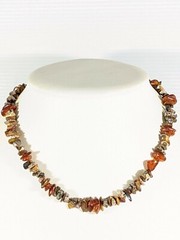 Artisan Brown Amber and Stone Chip Tigers Eye Chip Necklace 15.75 inches