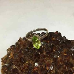 Handmade Natural Faceted Amethyst or Peridot, Sterling Silver Ring, Size 6, 5.25
