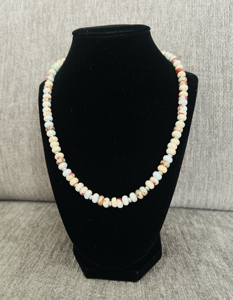 Necklace 23” Emporer Jasper With Silver-tone Lobster Claw Clasp