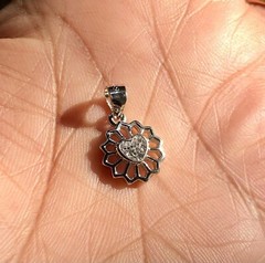 925 Sterling Silver HEART FLOWER FLORAL Pendant with Cz Small Minimal Jewelry #1