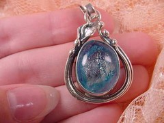 (#D-98J) DICHROIC Fused GLASS Pendant SILVER GRAY BLUE PURPLE