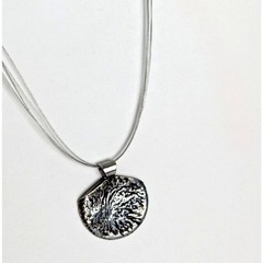 Silver coin pendant Reticulated sterling bail wire necklace 16″ 11/8′ Pendant