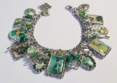 Victorian St. Patrick’s Day Cards Theme Charm Bracelet Hand Crafted Glass Dome