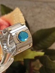 9ct London Blue Topaz Ring & Bracelet Silver 19mm Handmde Statement Jewelry Gift