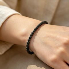 Shungite 4mm Matte Bracelet Protection Negative Energy Shield Grounding Crystal