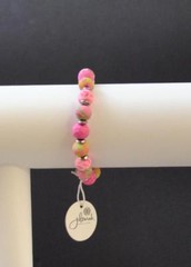 Jilzara Paisley Pink Petite Keepsake Bracelet Polymer Clay Beads Handcrafted O3