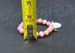 Jilzara Paisley Pink Petite Keepsake Bracelet Polymer Clay Beads Handcrafted O3