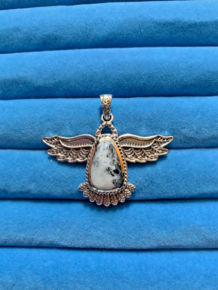 White Buffalo Eagle Pendant in Sterling Silver – 7.75 ctw.