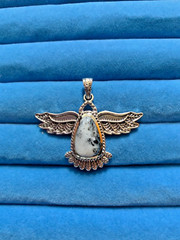 White Buffalo Eagle Pendant in Sterling Silver – 7.75 ctw.
