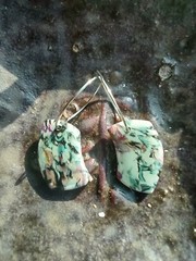 Turquoise, Pink, Black And White Polymer Clay Marbled Earrings