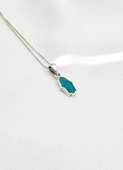 925 Sterling Silver Green Eilat Stone Hamsa Pendant Necklace Jewelry