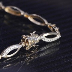 7.25”, vermeil yellow gold sterling silver 925 tennis bracelet sapphire diamond