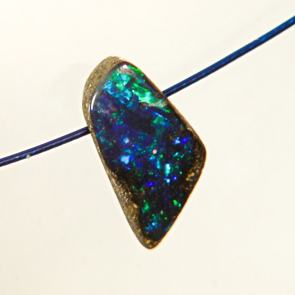 1.8c AUSSIE BOULDER OPAL TIGER TAIL STERLING SILVER NECKLACE PENDANT OCA18307