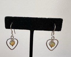 Artisan Made Ethiopian Opal Heart Shape Sterling Silver Dangle Drop Earrings