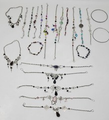 Handmade Anklets And Bracelets Beads And Colorful Stones Lot Of 22