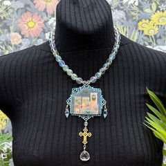Adorned Crown Jewelry assemblage filigree house crystal necklace
