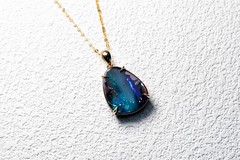 Minimalist Rectangle Australian Boulder Opal Diamond Engagement Ring 18K Gold