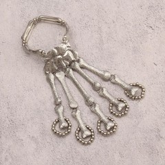 Bjesinmo Halloween Wristband Skull Fingers Metal Skeleton Hand Medium, Silver