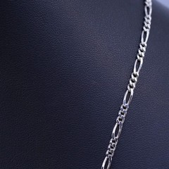 24” 3mm, vintage Romania Sterling 925 silver figaro chain necklace