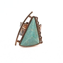 Modernist Studio Artisan Hallmarked Southwest Copper Turquoise Ring Sz 6.5