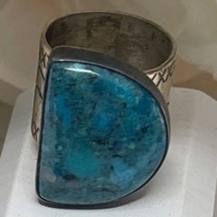 Jay King Ring Turquoise Sterling Silver Southwest Wide Band 925 DTR Pinky Size 5