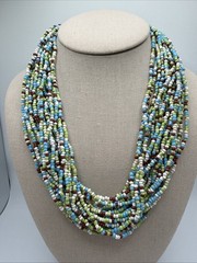 Chunky Hand Made Multi Strand Colorful Glass Seed Bead Necklace 20-21”