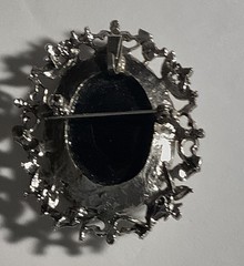 Vintage Victorian Style Black Intaglio Cameo Brooch Pin with Pendant Hardware