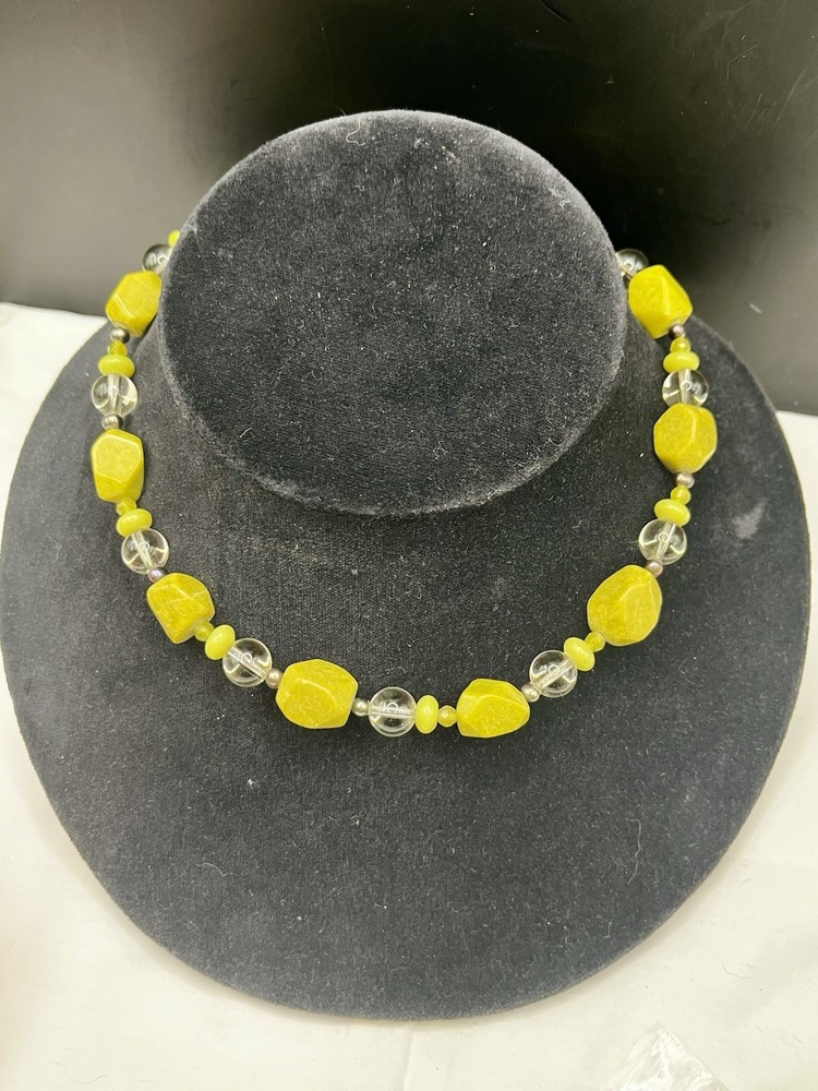 Serpentine Sterling Silver Multi-bead Southwestern Signed Collar Necklace 16”