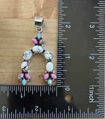 Sterling Silver Native Style SW Kingman Cotton Candy Dahlia & Wild Horse Pendant