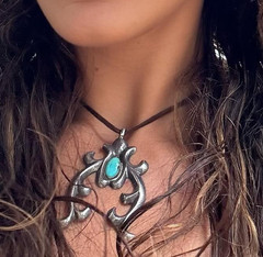 Bella Sterling Silver Naja Blue Turquoise Cowgirl Necklace Choker