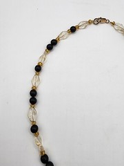 Handmade 14/20 14k Gold Filled Clear Black & Amber Bead Wire Strung Necklace 18″