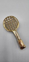 Tennis Raquet Pendant Brooch Pin Tri Tone Artisan Metalwork Sports Athlete