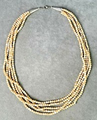 5 Strand 25″ Necklace Iridescent Mother of Pearl Natural Shell Bead creamy tones