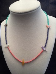 Sterling Fetish MOP Birds Turquoise Coral Heishi Beaded Southwest Necklace 17.5”