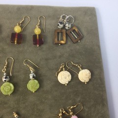 Handmade Dangle Earrings Agate Smoke Quartz Hematite Brass Mixed Beads 12 Pairs