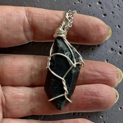 Mystic Morion Quartz Wire Wrapped Stone Amulet , Protective Pendant